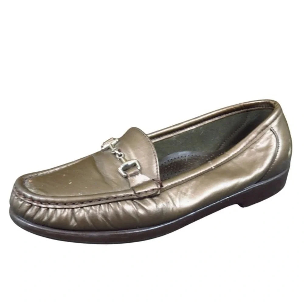 SAS Metro Womens Slip‎ On Loafers Size 9 Bronze Leather Comfort Casual